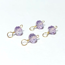 【天然石チャーム】ピンクアメジスト　4ｍｍ　14kgf　４個　ハンドメイド素材 2枚目の画像