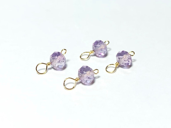 【天然石チャーム】ピンクアメジスト　4ｍｍ　14kgf　４個　ハンドメイド素材 2枚目の画像