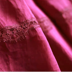 肌映え春色　透け感レースのワンピース　ウエストベルト　ポケット付き【春夏】ピンク系 10枚目の画像