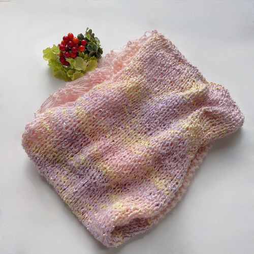 ☆3Way 春待ち 模様編みスヌード♪Sweetピンクmix系 2 ♪ハンドメイド 