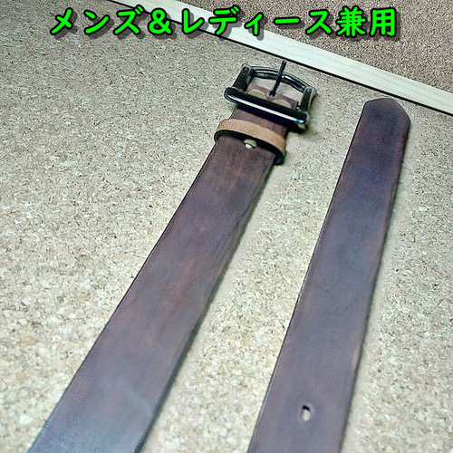 【美品】スコッチアンドソーダ 本革 高級ナンバリングレザーベルト　金真鍮　正規品 ヌメ革 デザインベルト 厚口 レザーベルト 革 本革 牛革 クロス