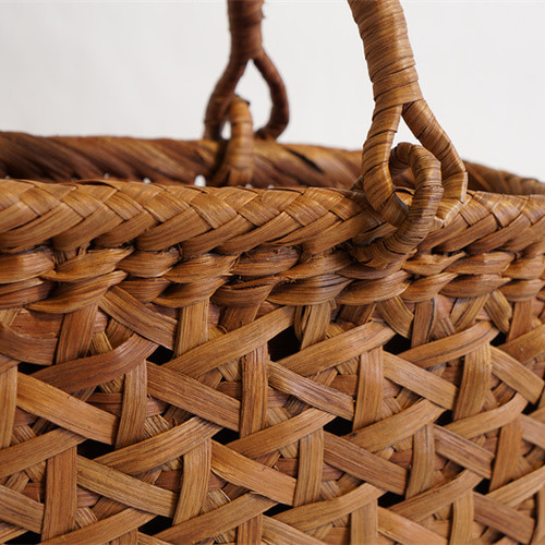 山葡萄　手編み　かごバッグ　麻葉編み 山葡萄籠バッグ 麻の葉編み - からん::アンティーク着物