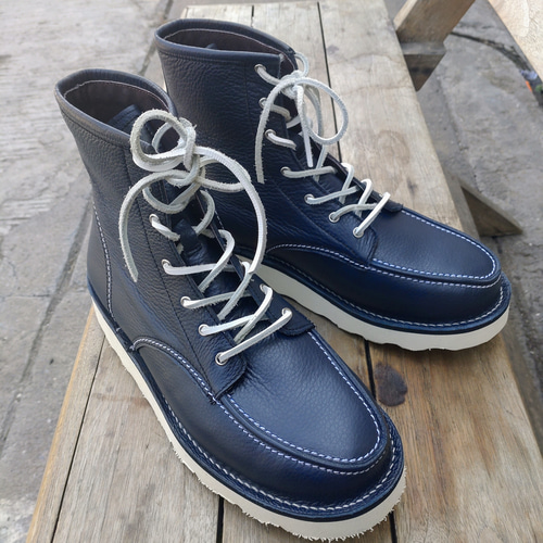 ◇新色◇ネイビー◇定番ワークブーツ/シンプル/6インチ/本革ブーツ  