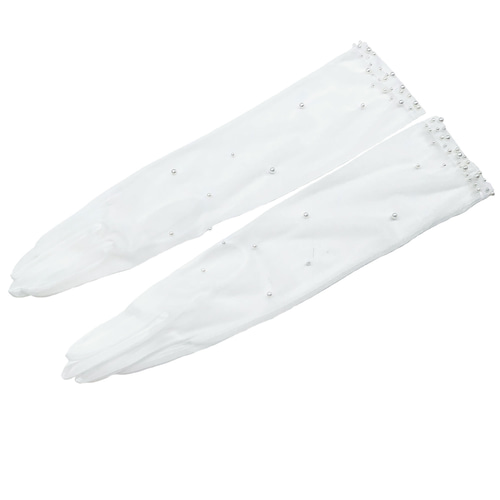 with a white ☆ ロングベール&ショートグローブ セット albino select】 花柄レース×フリル付きショートグローブ | albino