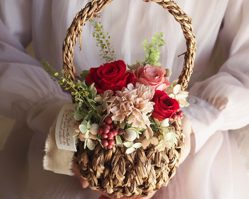 予約販売】早割＊母の日 華バスケット＊こぼれる花籠