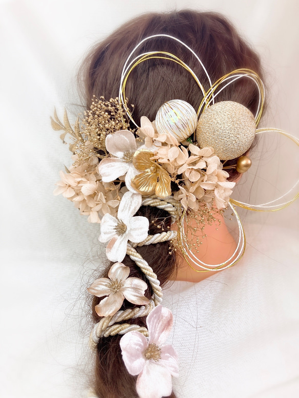 金銀シャンパンゴールド花扇子＆かんざし★結婚式 成人式 和装 髪飾り セット 楽天市場】成人式 髪飾り 12点セット ベージュ 黒 白 つまみ細工