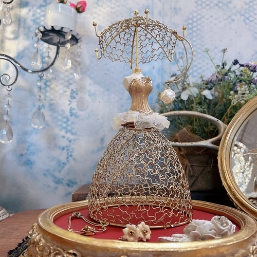 素敵に飾れる アクセサリースタンド ドレスアップ トルソー レッド