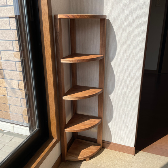 木製コーナーラック チェリーのコーナーシェルフ 高さ90cm 棚