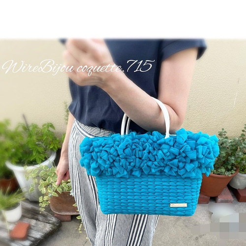 お値下げ ～大人かわいい♪～ エアチュールのトートバッグ かごバッグ  