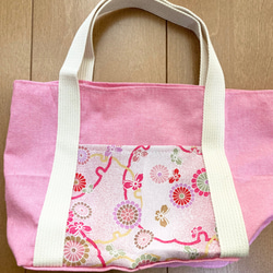 桜色の春のトークバッグ(一部ちりめん生地) 3枚目の画像