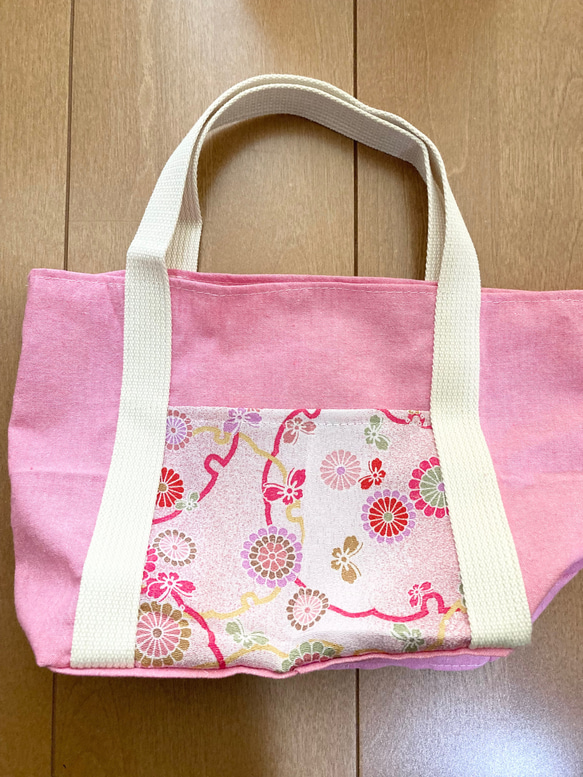 桜色の春のトークバッグ(一部ちりめん生地) 3枚目の画像