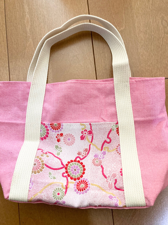 桜色の春のトークバッグ(一部ちりめん生地) 17枚目の画像