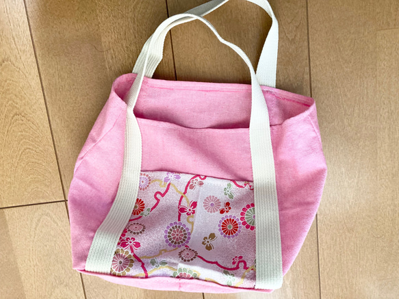 桜色の春のトークバッグ(一部ちりめん生地) 7枚目の画像