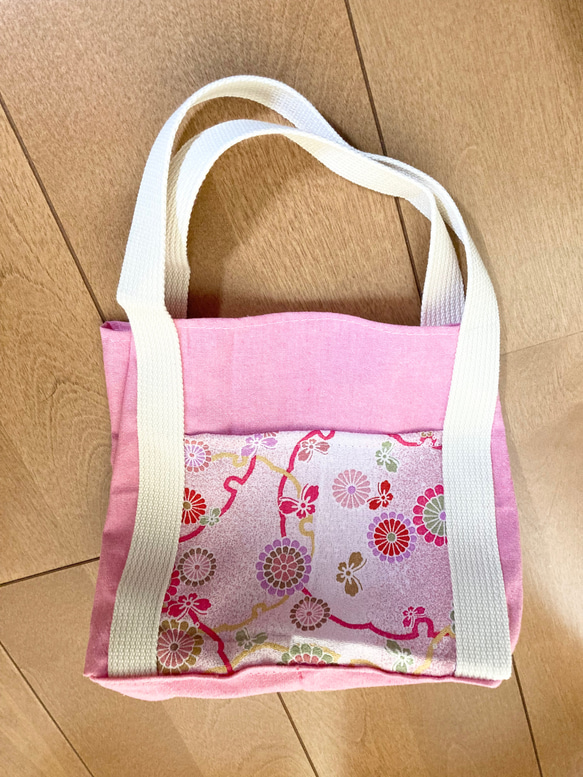桜色の春のトークバッグ(一部ちりめん生地) 10枚目の画像