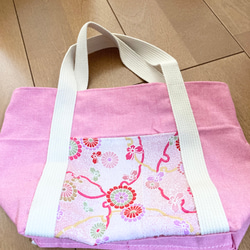 桜色の春のトークバッグ(一部ちりめん生地) 13枚目の画像