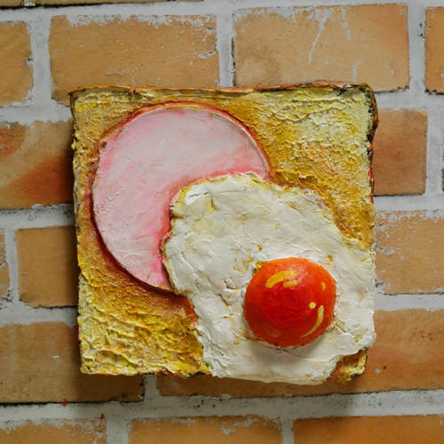 油絵 インテリアアートパネル【目玉焼きハムトース】 絵画 HR 油絵 インテリアアートパネル【目玉焼きハムトース】 絵画 HR