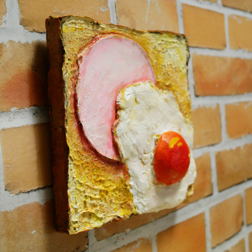 油絵 絵画 アートパネル【目玉トースト】 Amazon.co.jp: 油絵 絵画 アートパネル【目玉トースト】 H