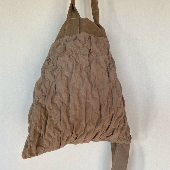 quilting drawstring bag (mocha) 12枚目の画像