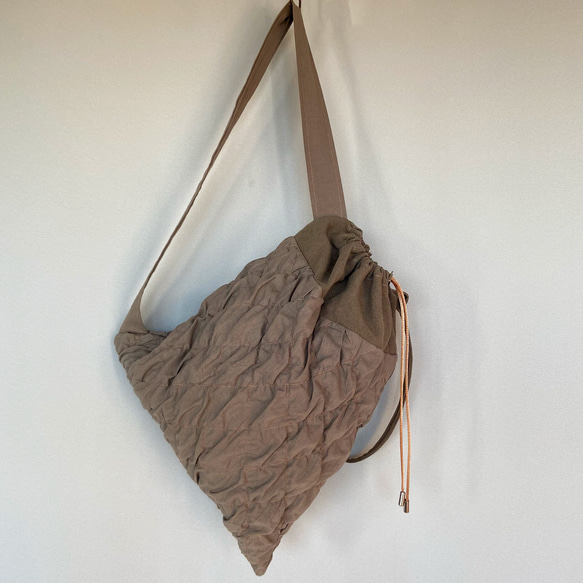 quilting drawstring bag (mocha) 13枚目の画像