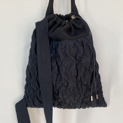 quilting drawstring bag (black) 7枚目の画像