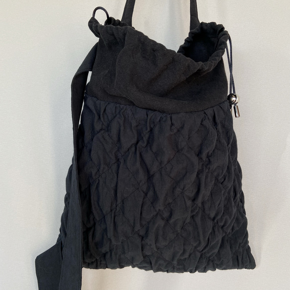 quilting drawstring bag (black) 15枚目の画像