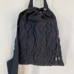 quilting drawstring bag (black) 8枚目の画像