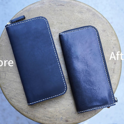 【全7色】栃木レザー Round zip wallet 01 経年変化が美しい (ラウンドジップウォレット/長財布) 14枚目の画像