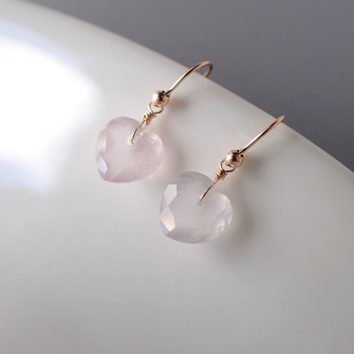 14kgf＊ハート ローズクォーツ ピアス ピアス（フック・チェーン