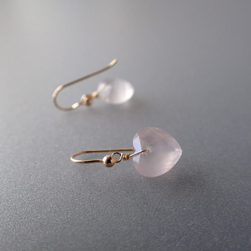 14kgf＊ハート ローズクォーツ ピアス ピアス（フック・チェーン