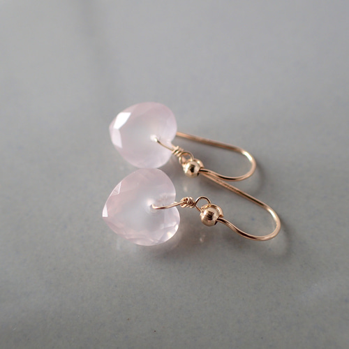 14kgf＊ハート ローズクォーツ ピアス ピアス（フック・チェーン