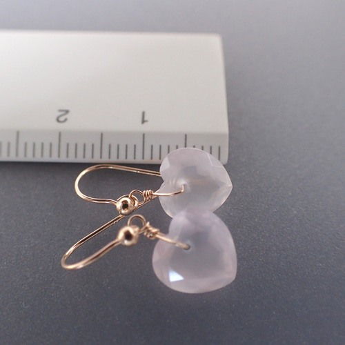 14kgf＊ハート ローズクォーツ ピアス ピアス（フック・チェーン