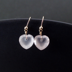 14kgfソーラークォーツハートピアス/イヤリング 14kgf＊ハート ローズクォーツ ピアス ピアス（フック・チェーン