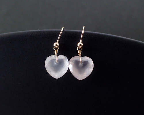 14kgf＊ハート ローズクォーツ ピアス ピアス（フック・チェーン
