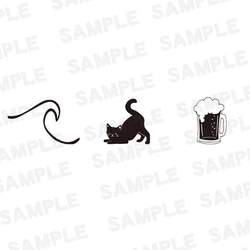 波と猫とビールずきイラストTシャツ 半袖カットソー 子猫の絵 イラスト 黒猫 cat ビールジョッキ おいしい酒 いい波 3枚目の画像