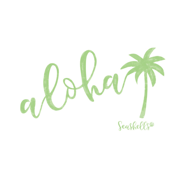 ハワイアンデザインTシャツ ハワイの挨拶ALOHA アロハ ヤシの木のイラスト ノースショア ハワイ 半袖カットソー 3枚目の画像