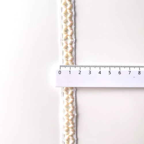 170 【 幅：1.5cm 】 インド刺繍リボン ホワイト パール リボン