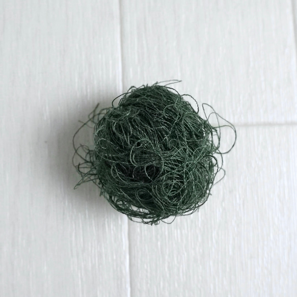 上質リネンのスヌード 深緑×亜麻色 5枚目の画像
