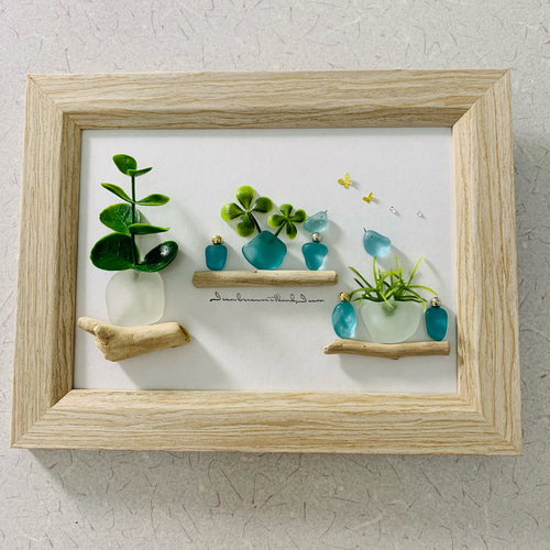 シーグラスアート 海の宝石 インテリア雑貨 壁掛け 置物 北欧 ガラス