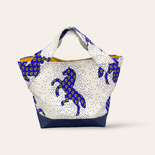 受注製作】アフリカ布 馬柄ハート ミニトートバッグ アフリカン トート  