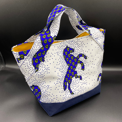 受注製作】アフリカ布 馬柄ハート ミニトートバッグ アフリカン トート  