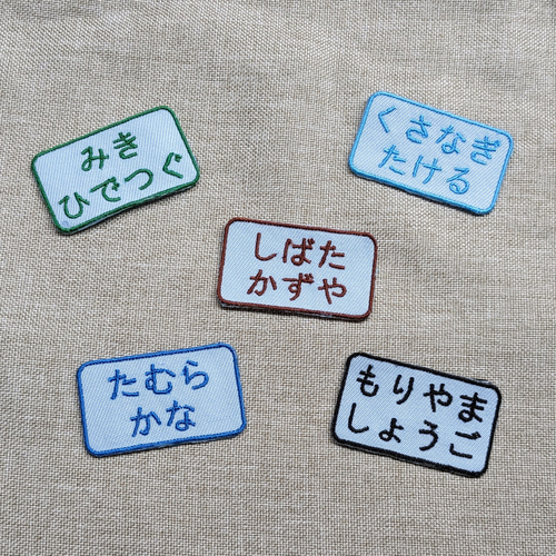 水色生地 6枚セット！カラーが選べるシンプルな刺繍お名前ワッペン