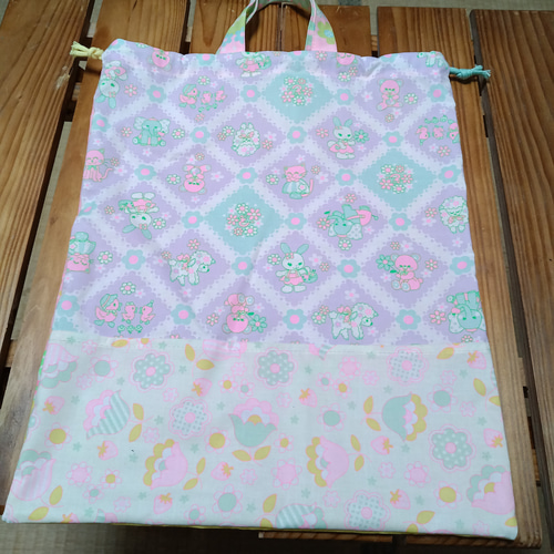 37×30 入園入学準備 体育着袋 お着替え袋 巾着袋 女の子 ゆめ