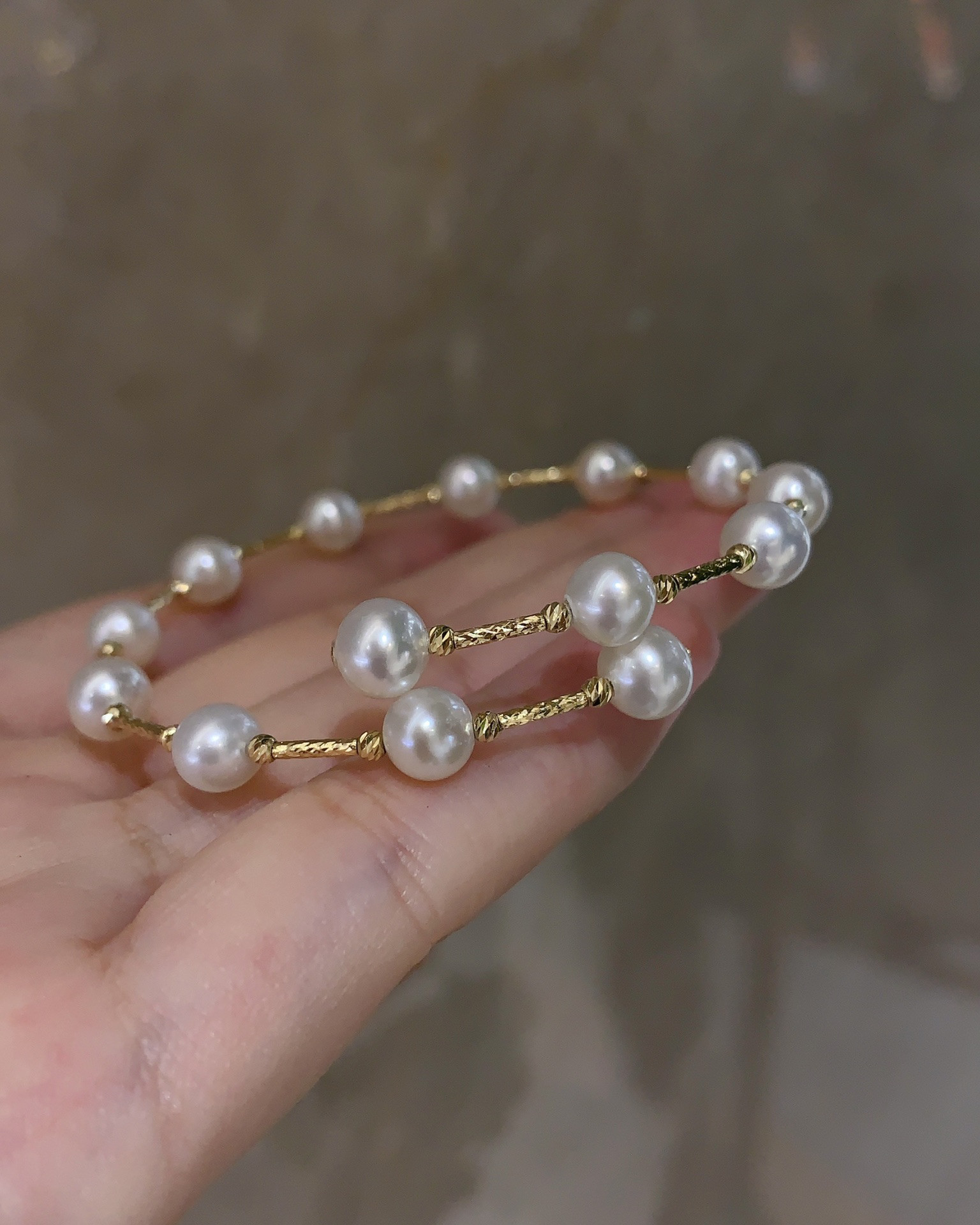 淡水真珠 ブレスレットk18 ブレスレット パール大好き(購入前に
