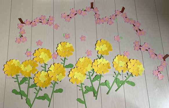 壁面飾り　菜の花&桜セット 1枚目の画像