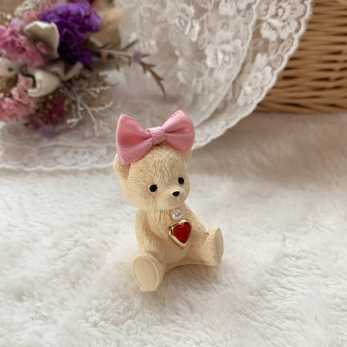 キュートくまちゃん♡アロマストーン ピンクリボン