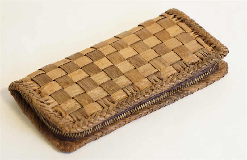 財布 クルミ　山胡桃木 天然素材 山葡萄　長財布 籠 バッグ 網代編 かごバック