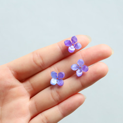【6つ】アクリル　紫　パープル　フラワー　ビーズ　花　花びら パール 2枚目の画像