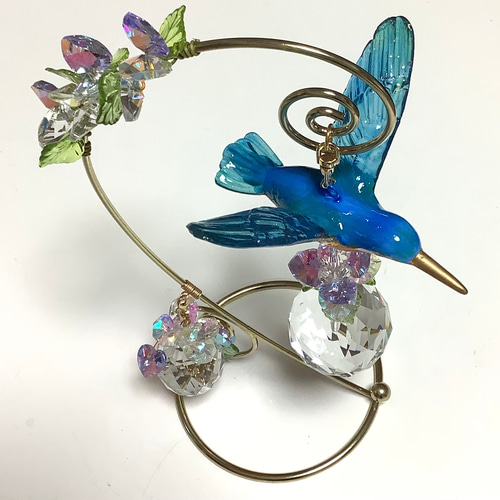 幸運の鳥カワセミのサンキャッチャー 翡翠 置き型タイプ サン