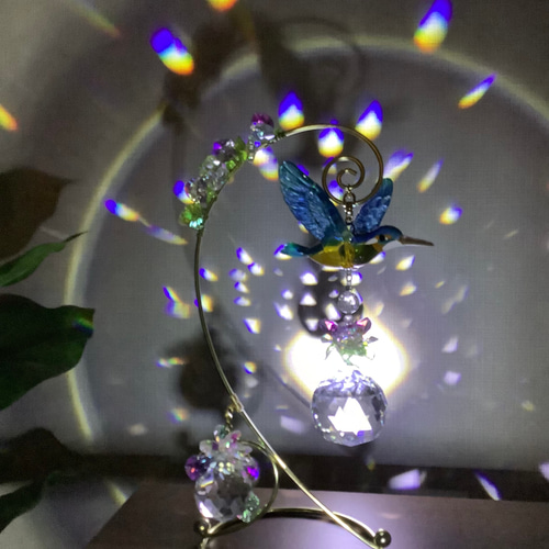 幸運の鳥カワセミのサンキャッチャー 翡翠 置き型タイプ サン