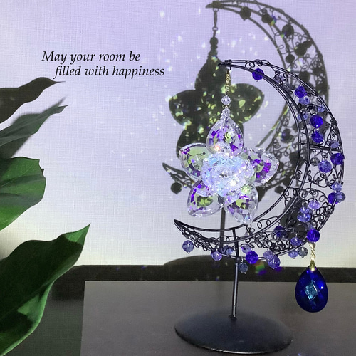 碧い月と神秘的な五芒星サクラメントフラワーの水晶結界サン